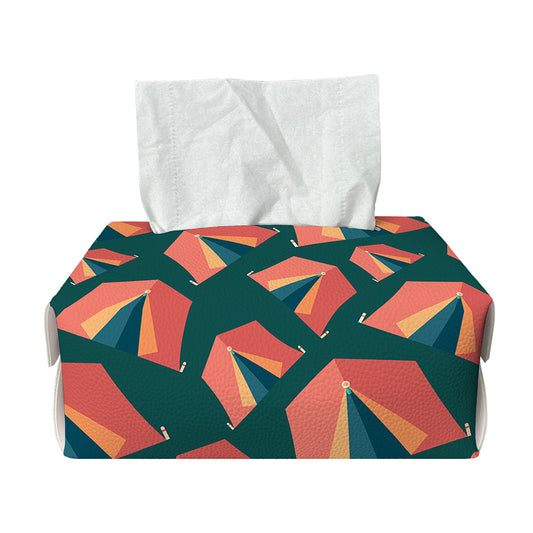 Camping Tent Pattern Print Rectangle Tissue Box Cover