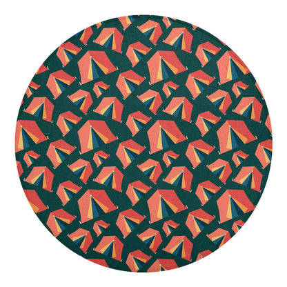 Camping Tent Pattern Print Round Blanket