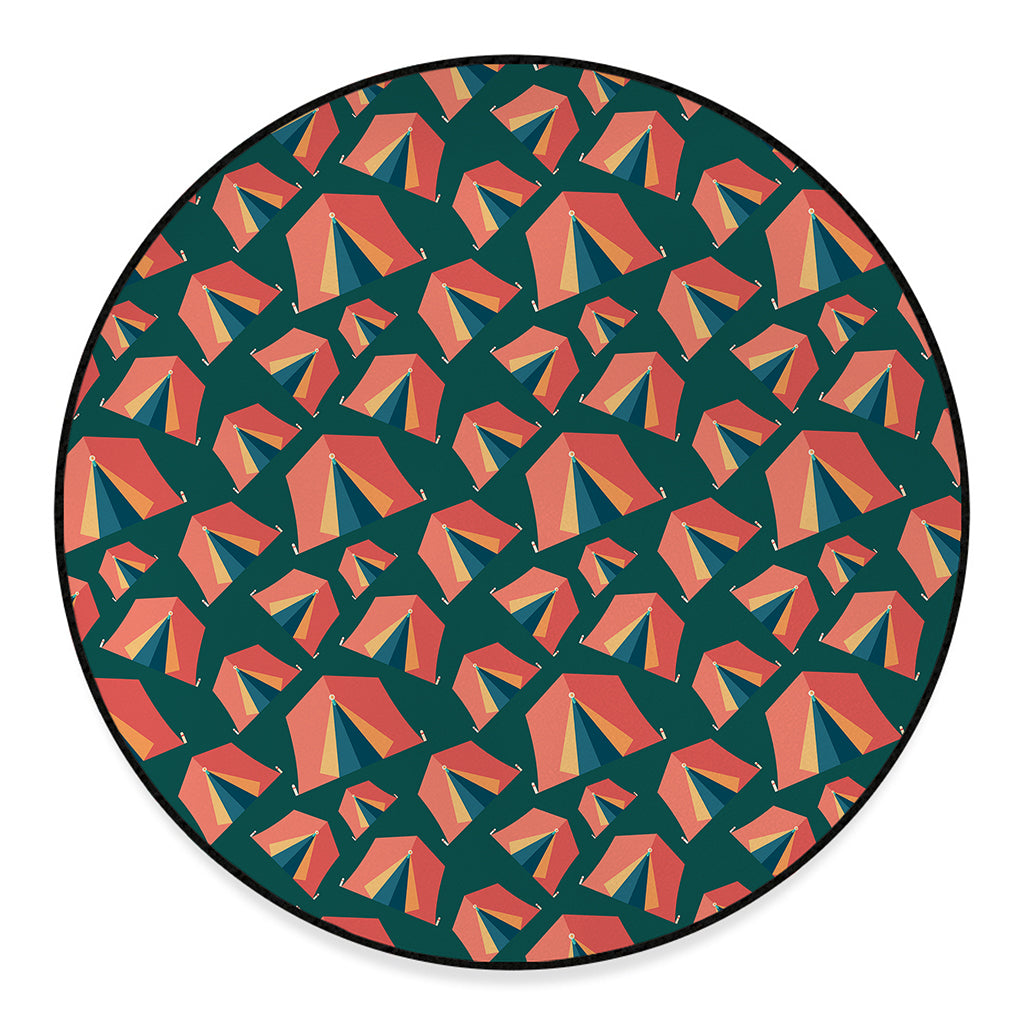Camping Tent Pattern Print Round Floor Mat