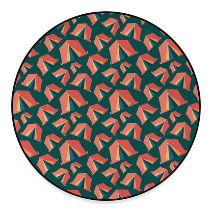 Camping Tent Pattern Print Round Floor Mat
