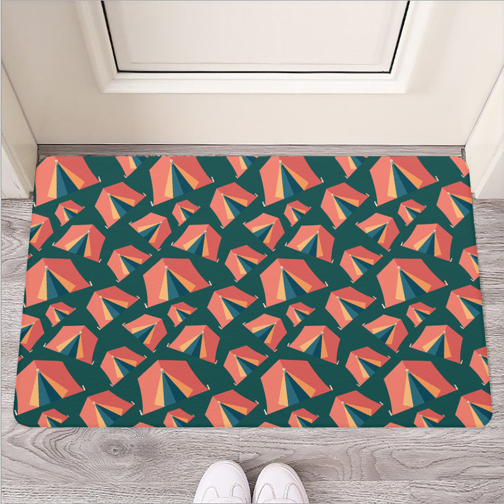 Camping Tent Pattern Print Rubber Doormat