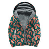 Camping Tent Pattern Print Sherpa Lined Zip Up Hoodie