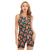 Camping Tent Pattern Print Sleeveless One Piece Swimsuit