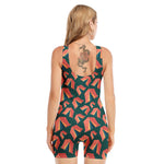 Camping Tent Pattern Print Sleeveless One Piece Swimsuit