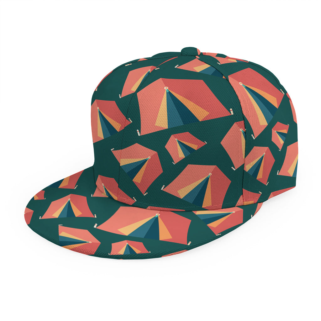 Camping Tent Pattern Print Snapback Cap