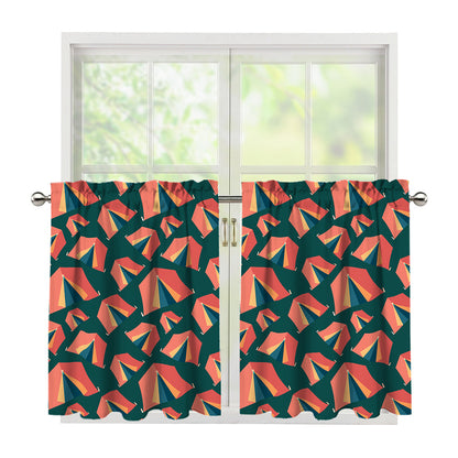 Camping Tent Pattern Print Tier Curtains