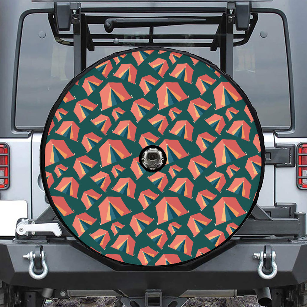 Camping Tent Pattern Print Tire Cover With Camera Hole