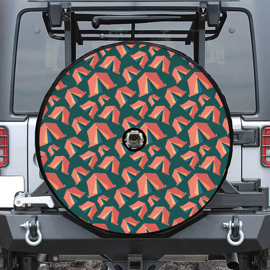 Camping Tent Pattern Print Tire Cover With Camera Hole