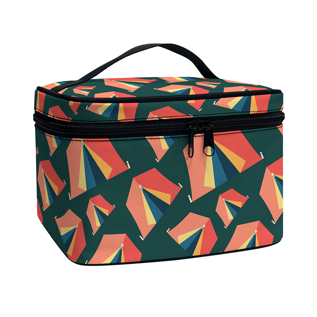Camping Tent Pattern Print Travel Makeup Bag