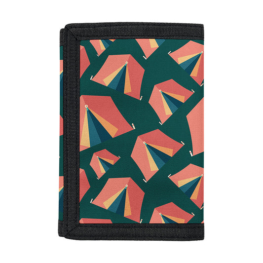 Camping Tent Pattern Print Trifold Wallet