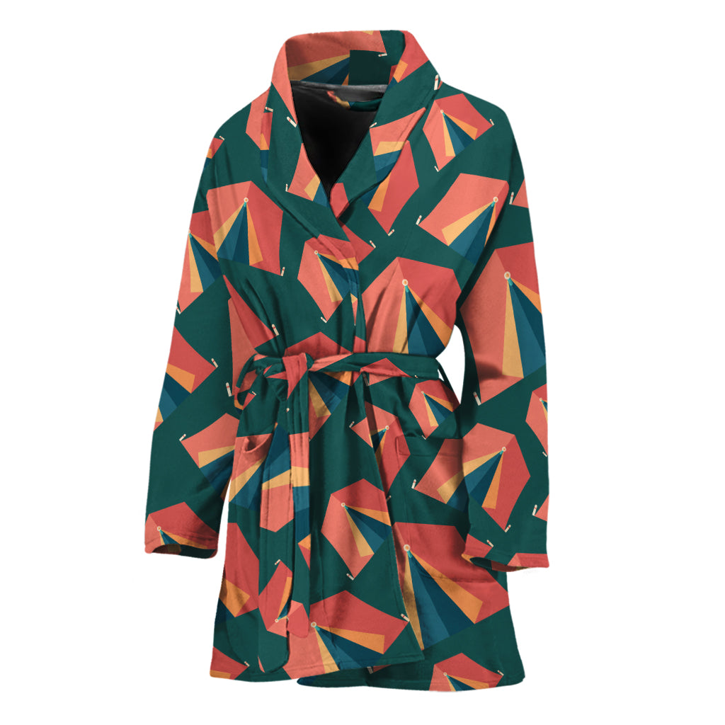 Camping Tent Pattern Print Women's Bathrobe