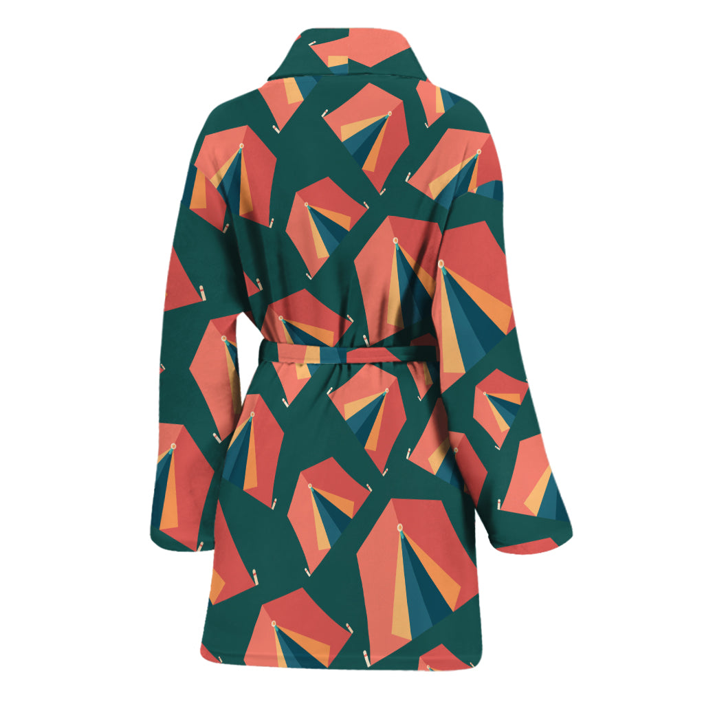 Camping Tent Pattern Print Women's Bathrobe