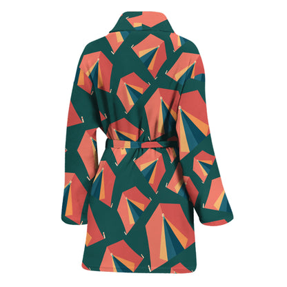 Camping Tent Pattern Print Women's Bathrobe