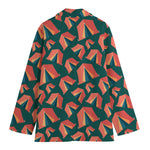 Camping Tent Pattern Print Women's Cotton Blazer