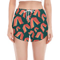 Camping Tent Pattern Print Women's Split Running Shorts