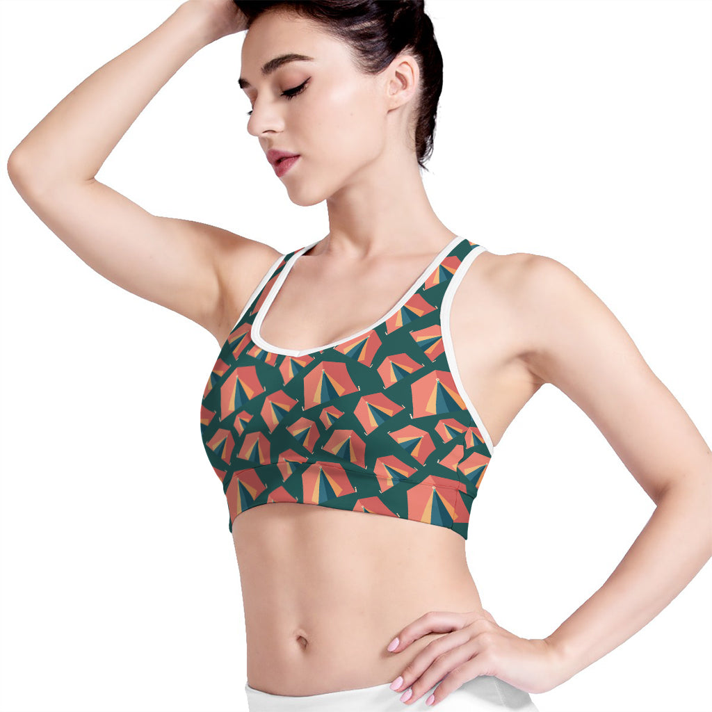 Camping Tent Pattern Print Women's Sports Bra