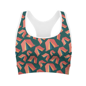 Camping Tent Pattern Print Women's Sports Bra