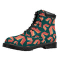 Camping Tent Pattern Print Padded Collar Lace Up Boots