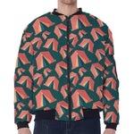 Camping Tent Pattern Print Zip Sleeve Bomber Jacket