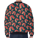 Camping Tent Pattern Print Zip Sleeve Bomber Jacket