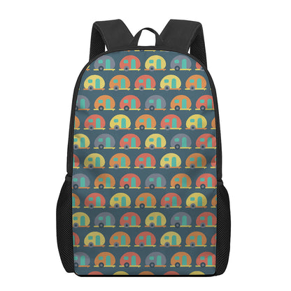 Camping Van Pattern Print 17 Inch Backpack