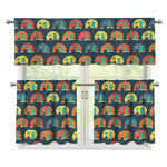 Camping Van Pattern Print 3 Piece Kitchen Curtains