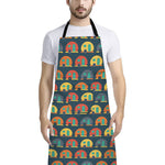 Camping Van Pattern Print Bib Apron With Pocket