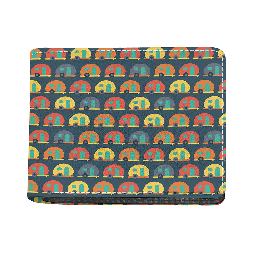 Camping Van Pattern Print Bifold Wallet