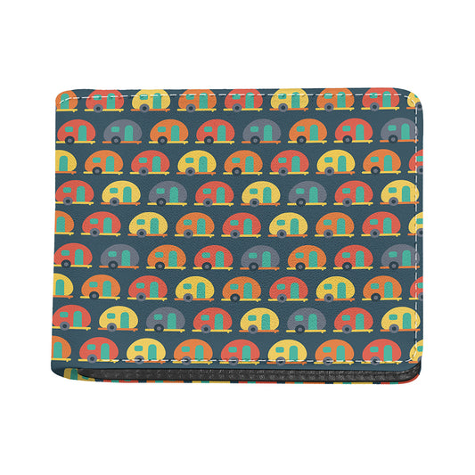 Camping Van Pattern Print Bifold Wallet