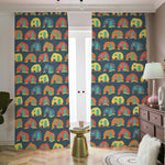 Camping Van Pattern Print Blackout Pencil Pleat Curtains