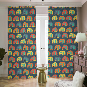 Camping Van Pattern Print Blackout Pencil Pleat Curtains