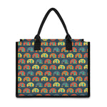 Camping Van Pattern Print Canvas Tote Bag