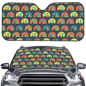 Camping Van Pattern Print Car Windshield Sun Shade