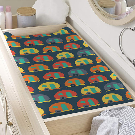 Camping Van Pattern Print Changing Pad Cover