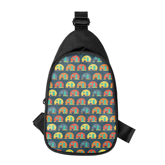 Camping Van Pattern Print Chest Bag