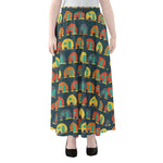 Camping Van Pattern Print Chiffon Maxi Skirt