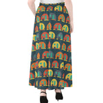 Camping Van Pattern Print Chiffon Maxi Skirt