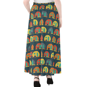 Camping Van Pattern Print Chiffon Maxi Skirt