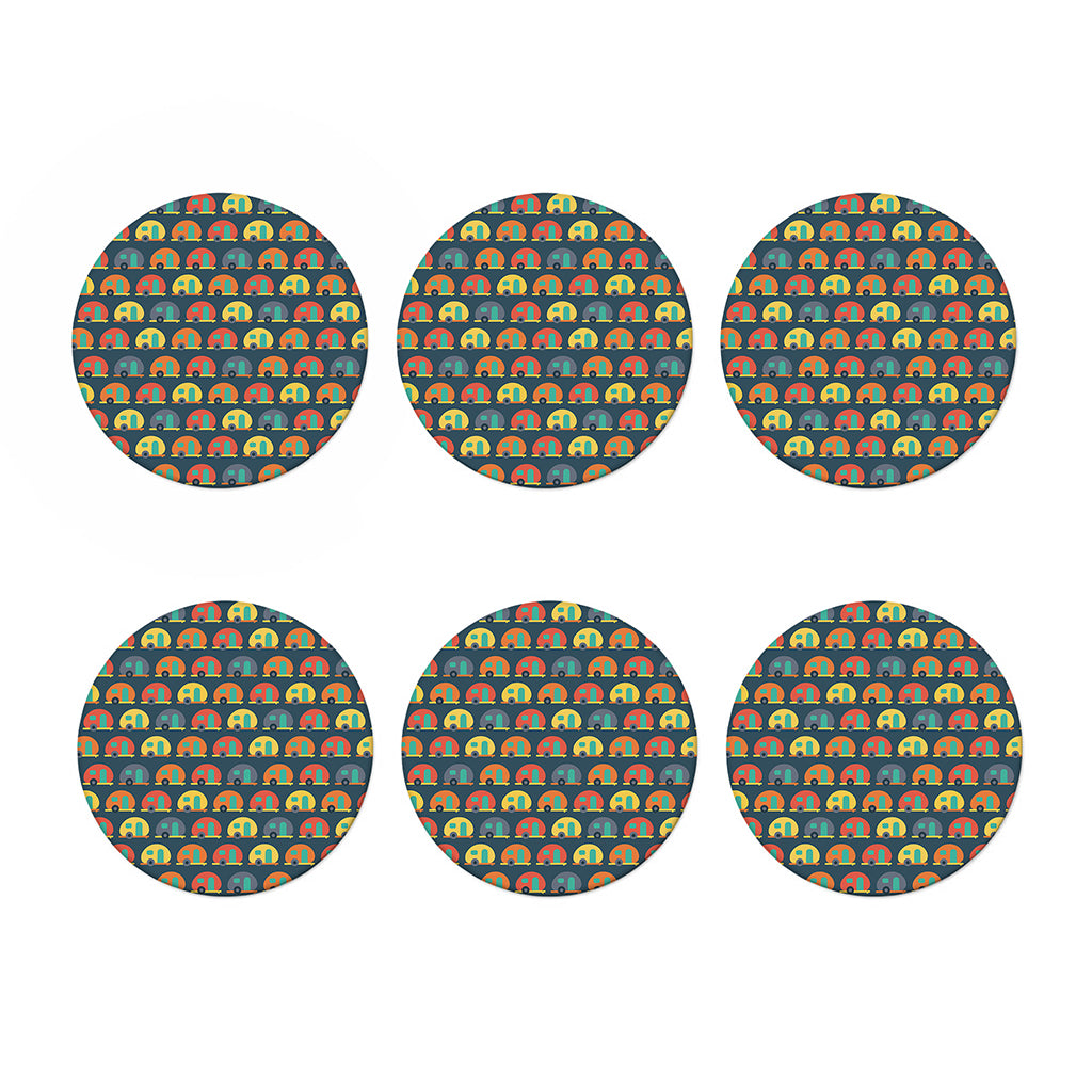 Camping Van Pattern Print Coaster Set