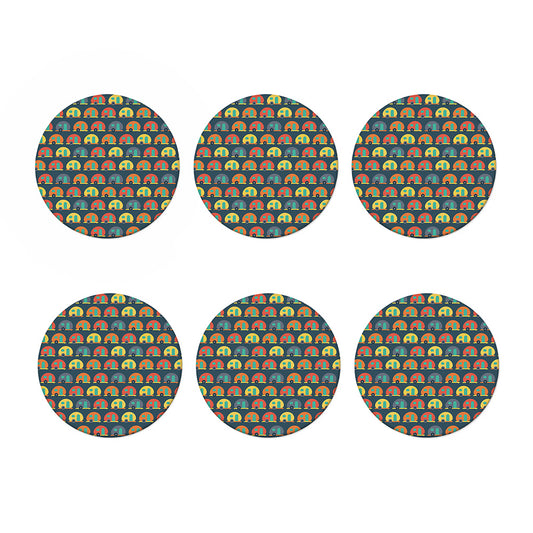 Camping Van Pattern Print Coaster Set