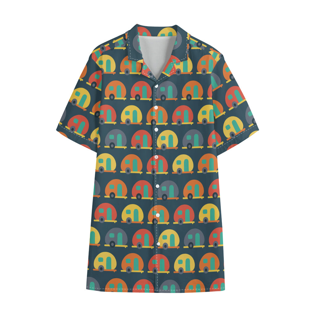 Camping Van Pattern Print Cotton Hawaiian Shirt