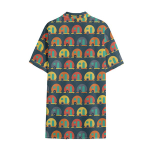 Camping Van Pattern Print Cotton Hawaiian Shirt