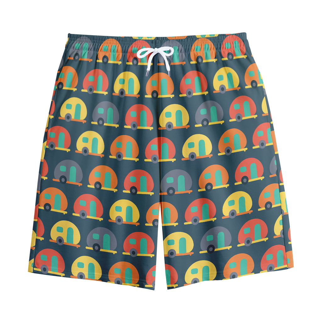 Camping Van Pattern Print Cotton Shorts