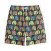 Camping Van Pattern Print Cotton Shorts