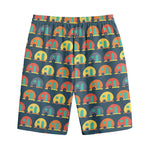 Camping Van Pattern Print Cotton Shorts