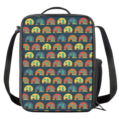 Camping Van Pattern Print Crossbody Lunch Bag