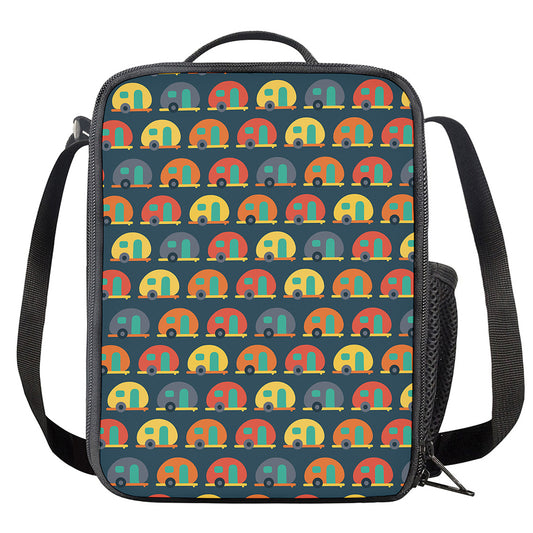 Camping Van Pattern Print Crossbody Lunch Bag
