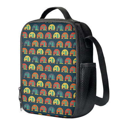 Camping Van Pattern Print Crossbody Lunch Bag