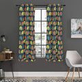 Camping Van Pattern Print Grommet Curtain Panels