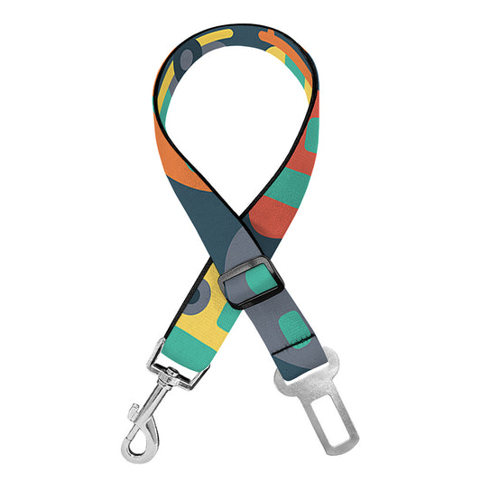 Camping Van Pattern Print Dog Seat Belt